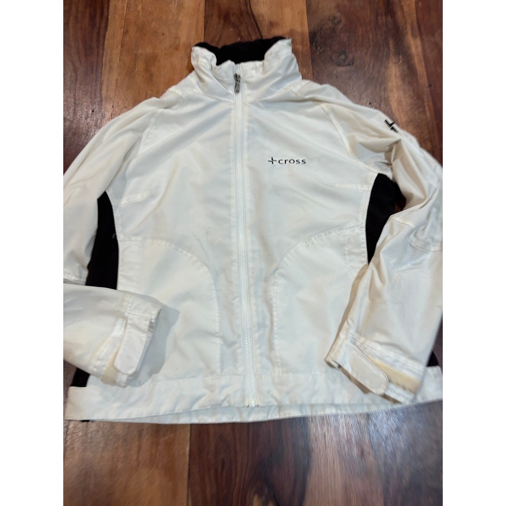 CROSS windbreaker jacket women medium white black colorblock full zip golf